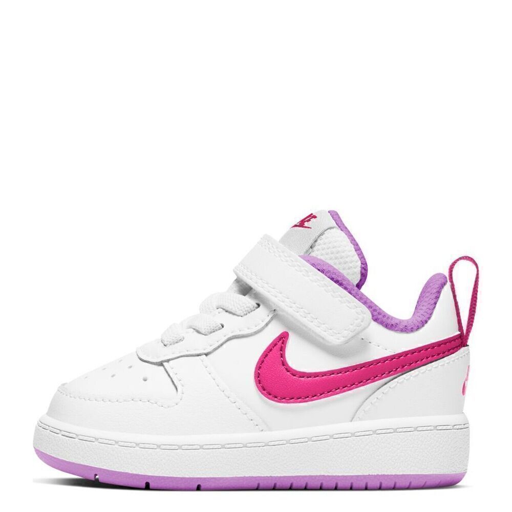 Nike Court Borough Low 2 Girls Size 4c White Pink Shoes Bq5453-111 Sneaker
